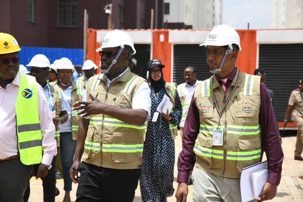 MP Johanna Ngeno (middle) during an inspection tour of Affordable Housing projects in Nairobi on Monday, October 28, 2025.